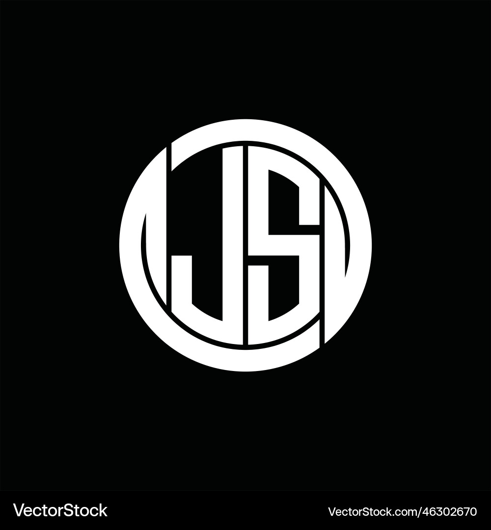 Js logo monogram shield inside circle shape Js logo monogram shield inside circle shape vector image