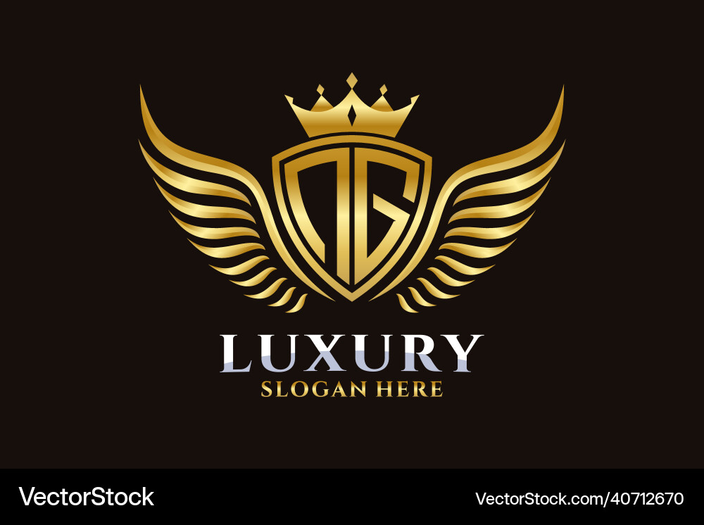 Luxus königlichen Flügel Buchstaben ng crest gold Farbe Logo Luxus königlichen Flügel Buchstaben ng crest gold Farbe Logo vektorbild