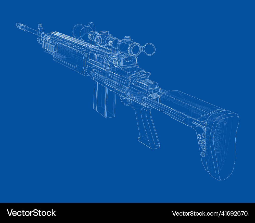 Machine gun rendering of 3d vector image