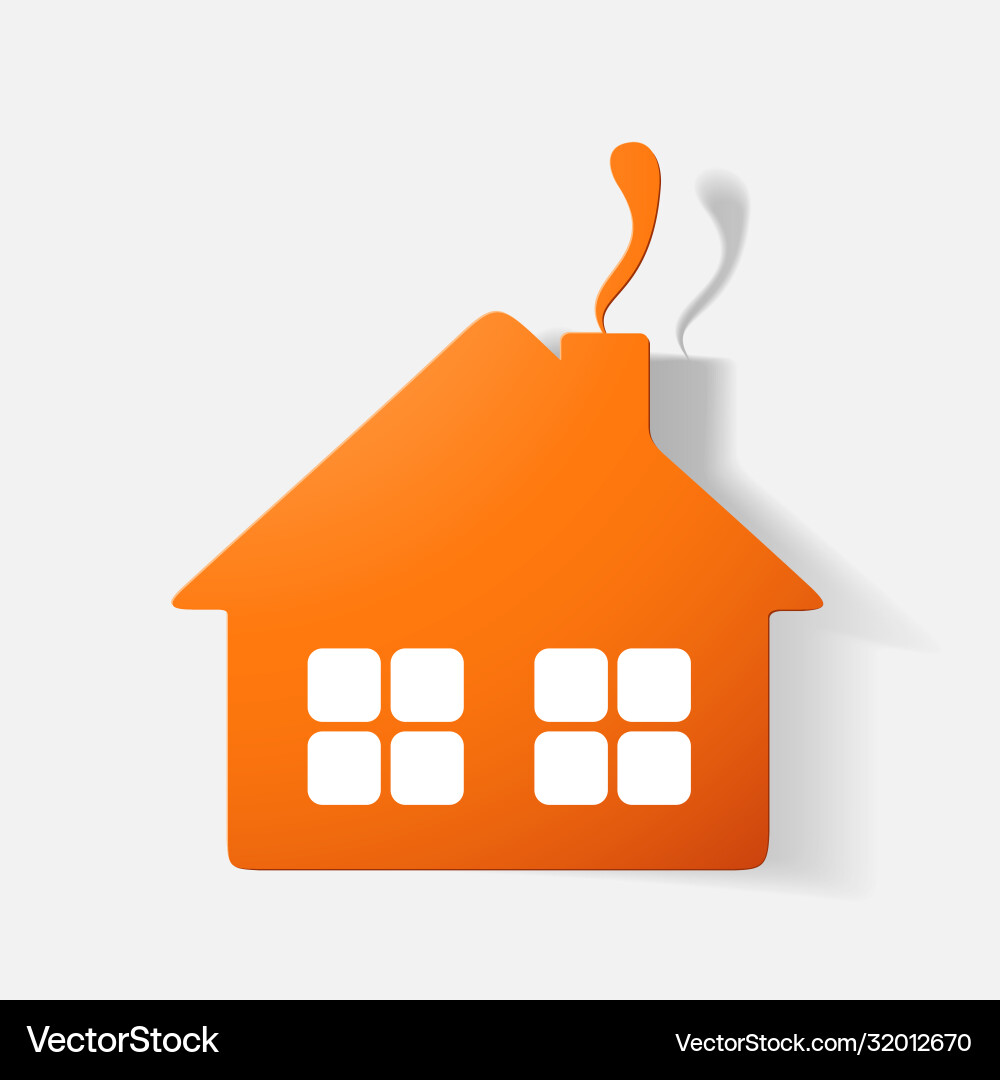 Paper clipped sticker house Royalty Free Vector Image