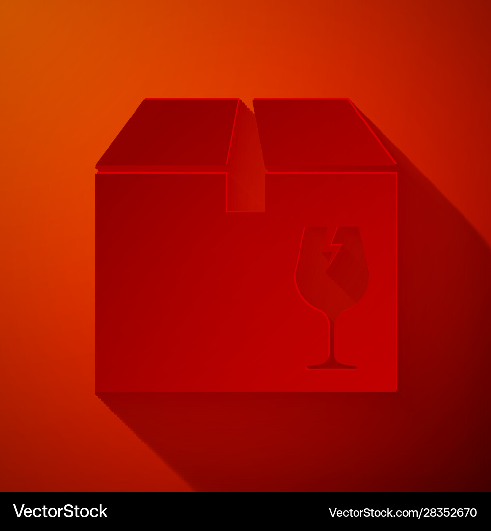 Paper cut delivery package box with fragile Vector Image