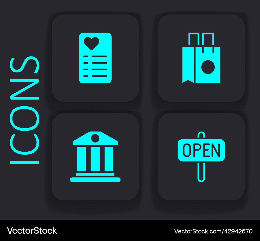 Set hanging sign with text open shopping list Set hanging sign with text open shopping list Vector Image