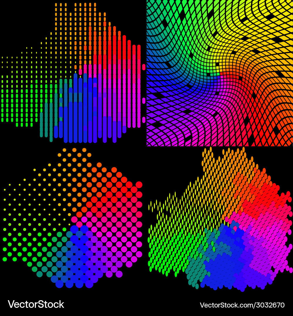 Set of multicolored mosaic abstract background vector image