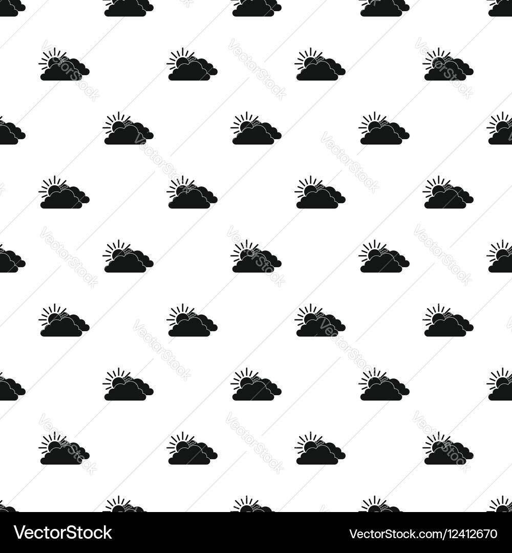 Sun behind clouds pattern simple style vector image