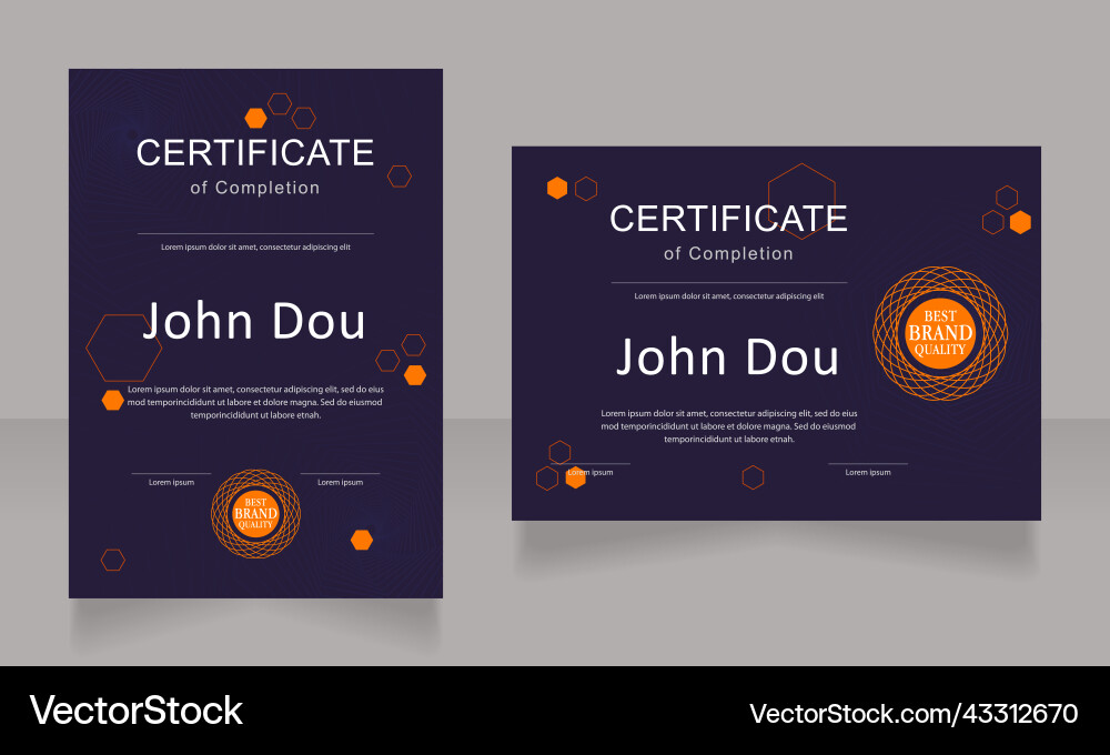 University course completion certificate design University course completion certificate design vector image