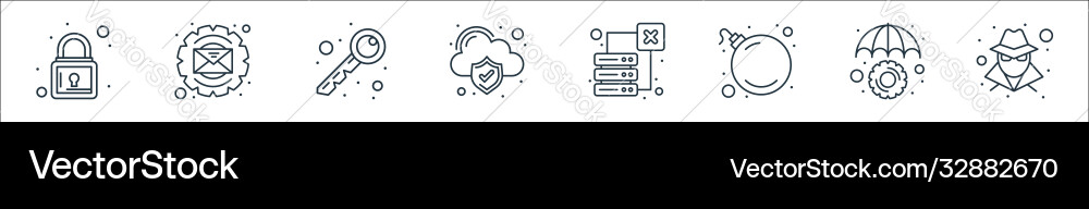 Web security line icons linear set quality Web security line icons linear set quality vector image