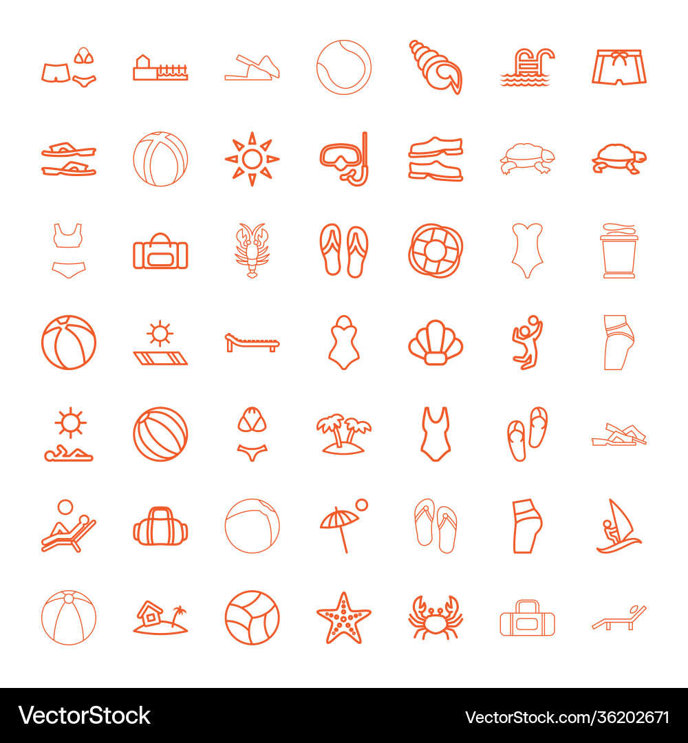 49 beach icons Royalty Free Vector Image - VectorStock
