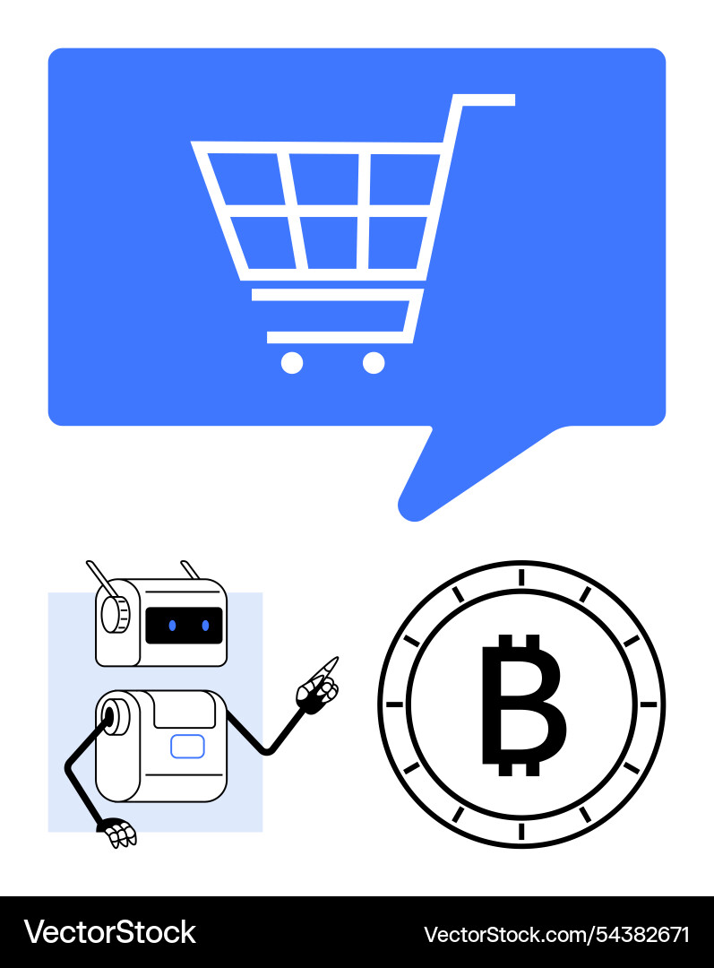 Ai robot guide in e-commerce shopping Ai robot guide in e-commerce shopping vector image