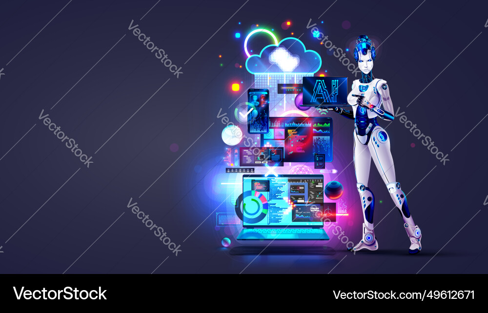 AI Robot Software Development vector image