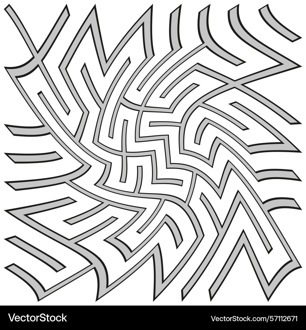 Curved maze pattern labyrinth shape gray Curved maze pattern labyrinth shape gray vector image