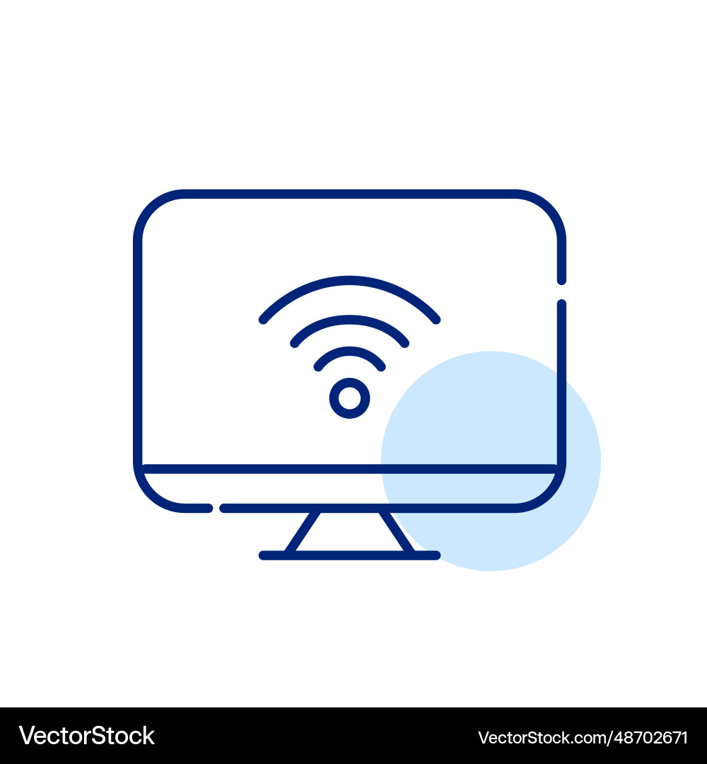 Desktop computer with wifi symbol on it pixel vector image