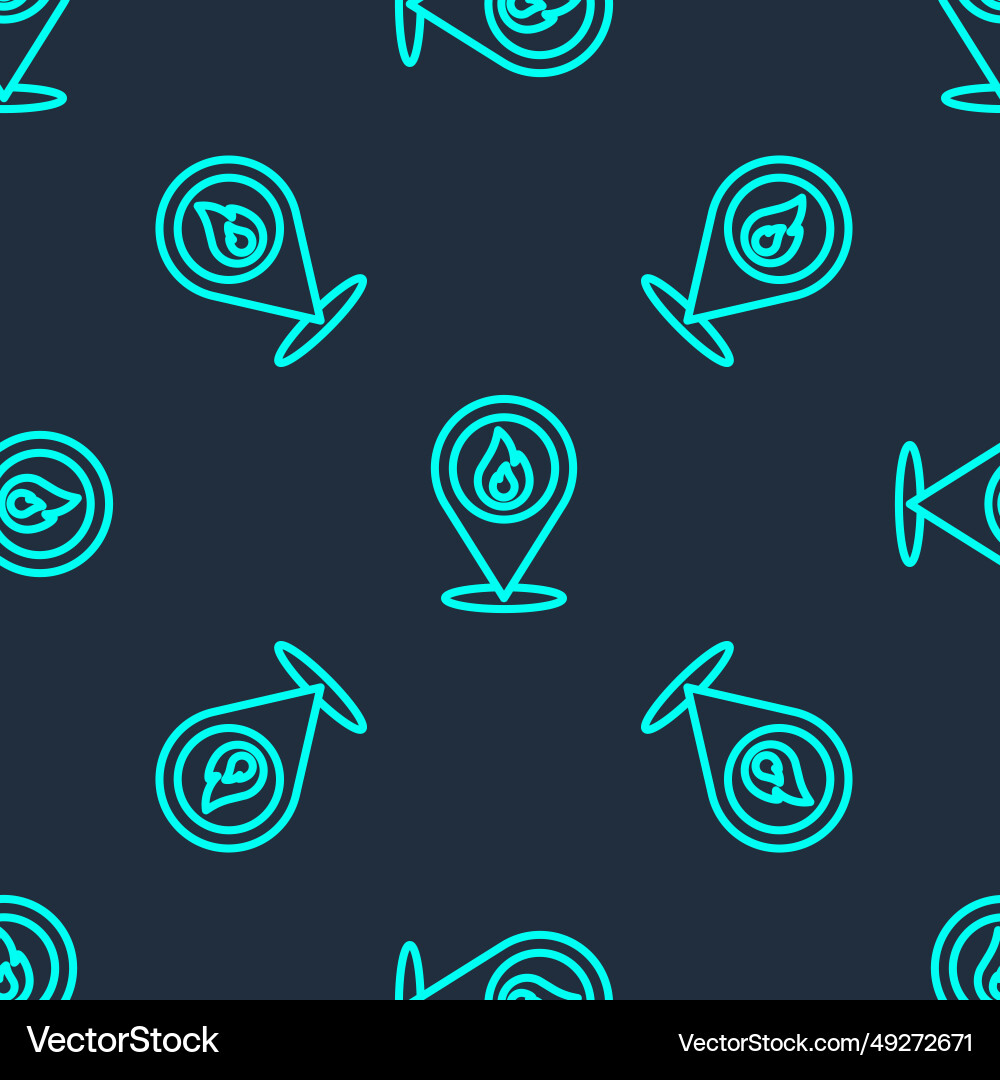 Green line map pointer with fire flame icon Green line map pointer with fire flame icon vector image