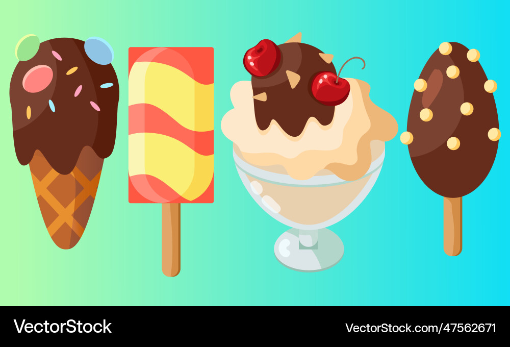 Ice cream realistic constructor set of various Vector Image