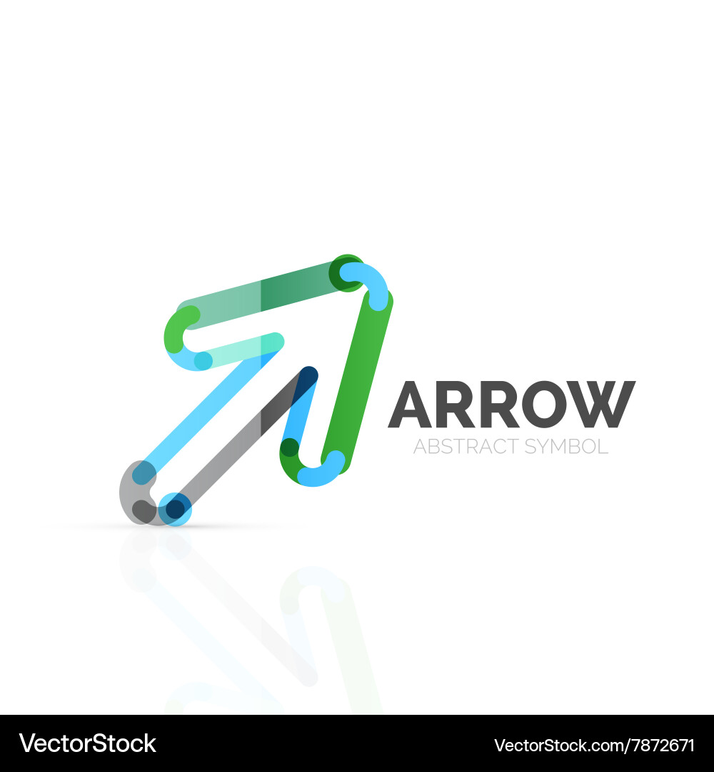 Linear arrow abstract logo connected multicolored vector image