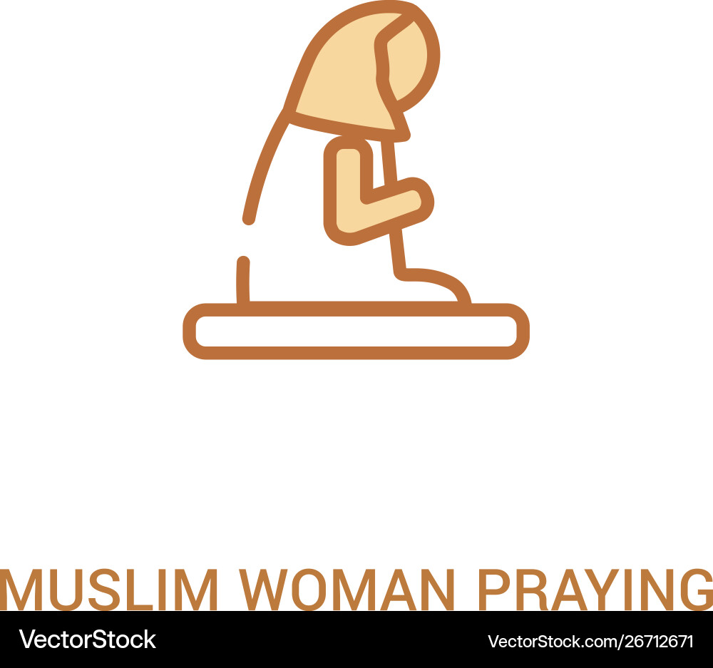 Muslim woman praying concept 2 colored icon Muslim woman praying concept 2 colored icon vector image