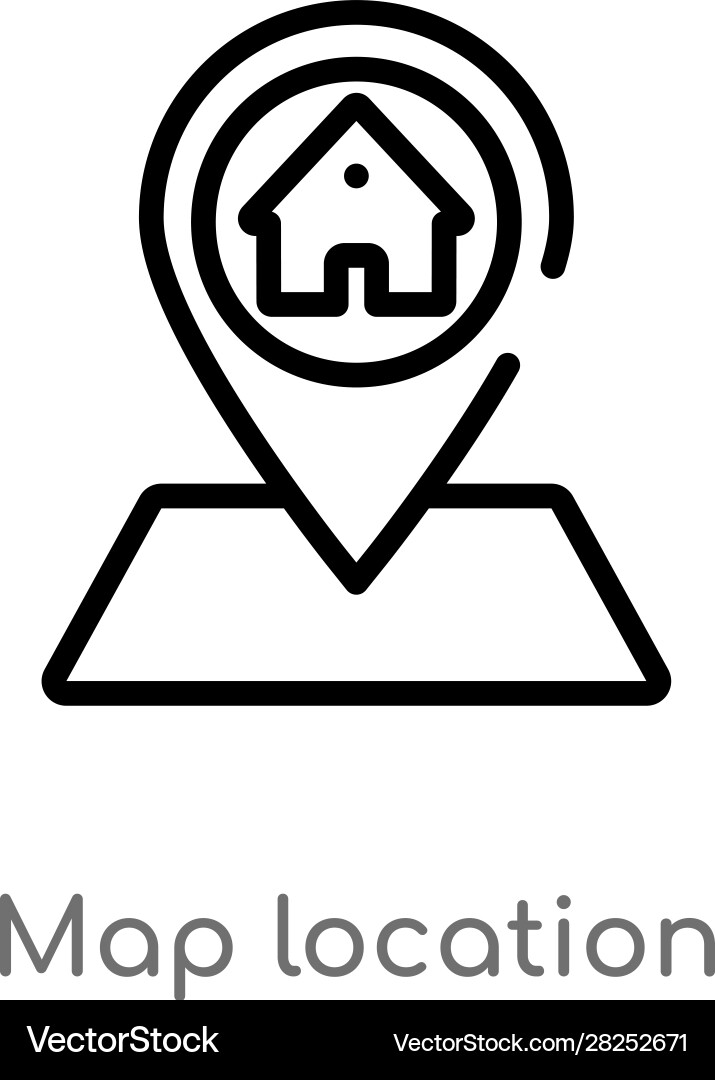 Outline map location icon isolated black simple vector image