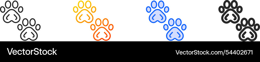 Pawprints iconthin linear gradient blue stroke Pawprints iconthin linear gradient blue stroke Vector Image