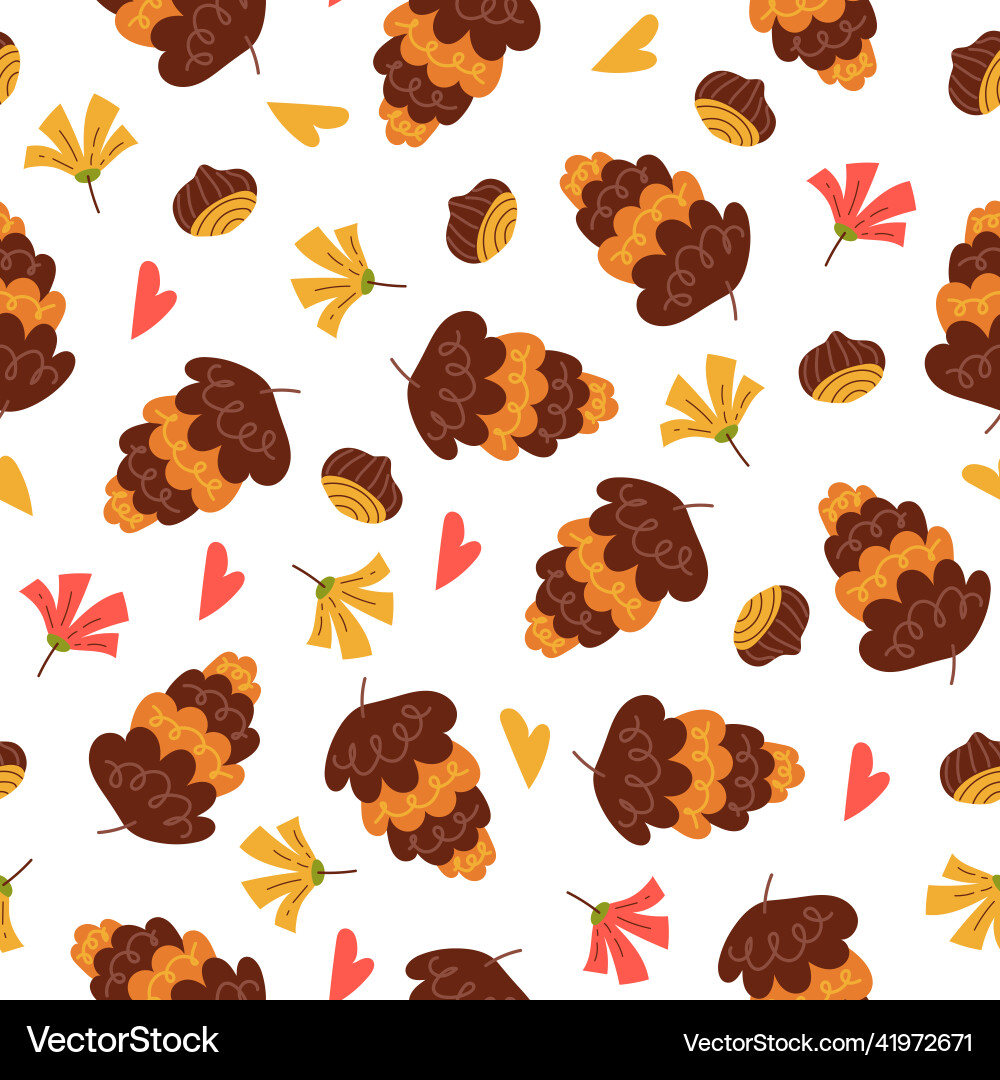 Pine nut seamless design element cartoon pattern vector image