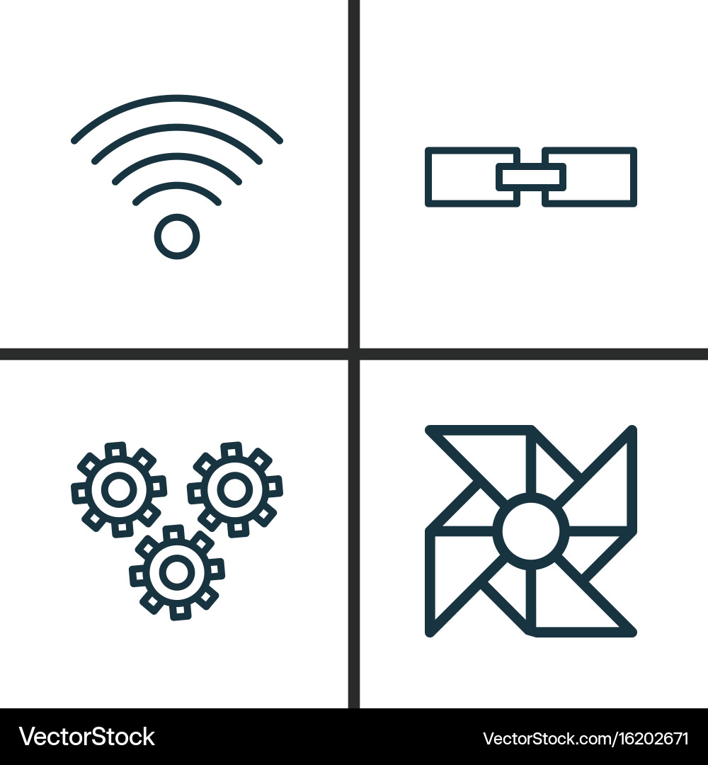 Robotics icons set collection of laptop vector image