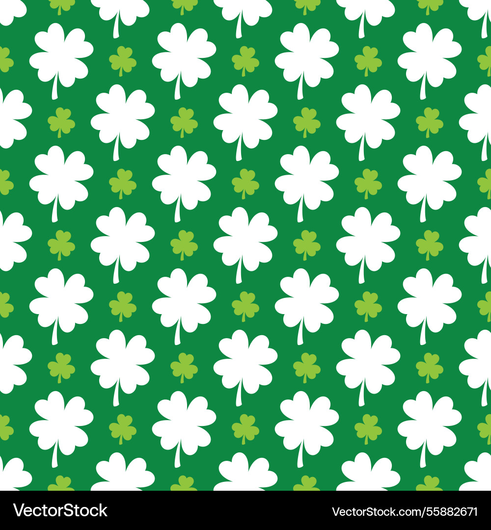 Saint Patricks Day Shamrock Seamless Pattern Vector Image