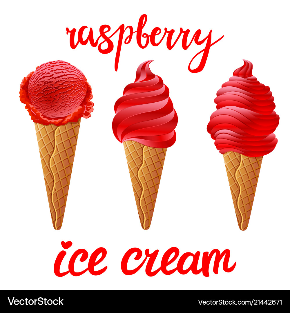 Set of red ice cream with different shapes Set of red ice cream with different shapes vector image