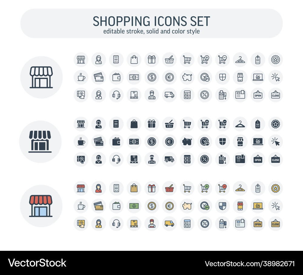 Shopping & E-commerce Icons Vector Image