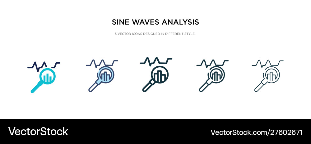 Sine waves analysis icon in different style two Sine waves analysis icon in different style two Vector Image