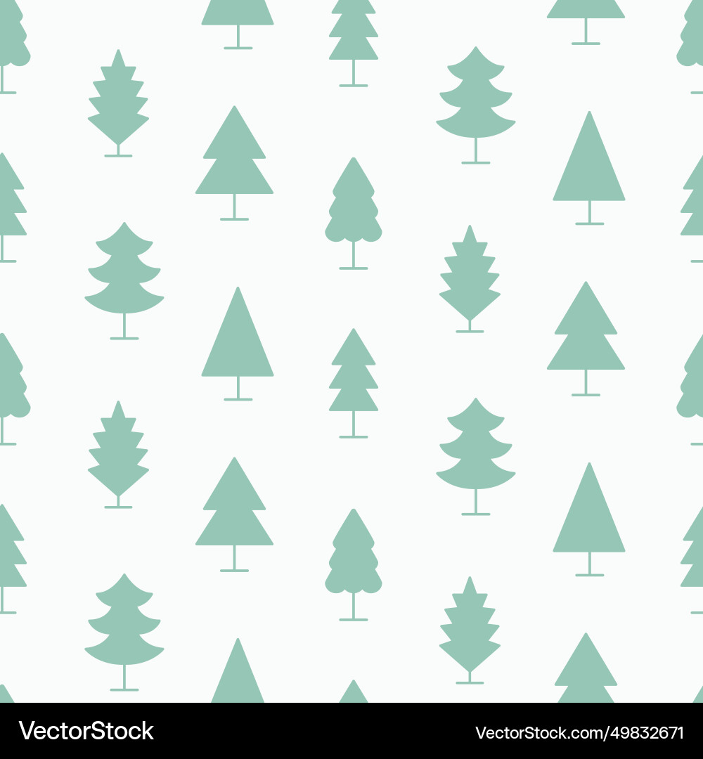 Trees forest seamless pattern minimal print vector image