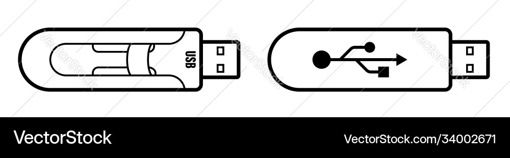 Usb flash drive memory card media connection vector image