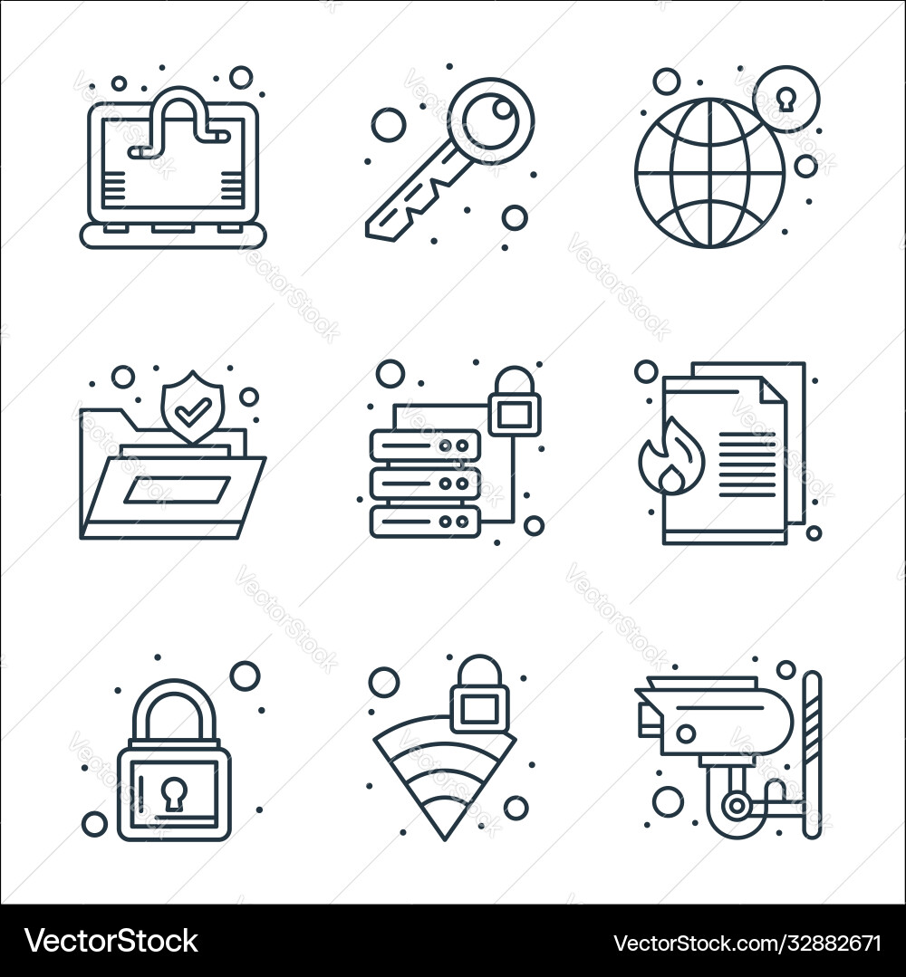 Web security line icons linear set quality Web security line icons linear set quality vector image