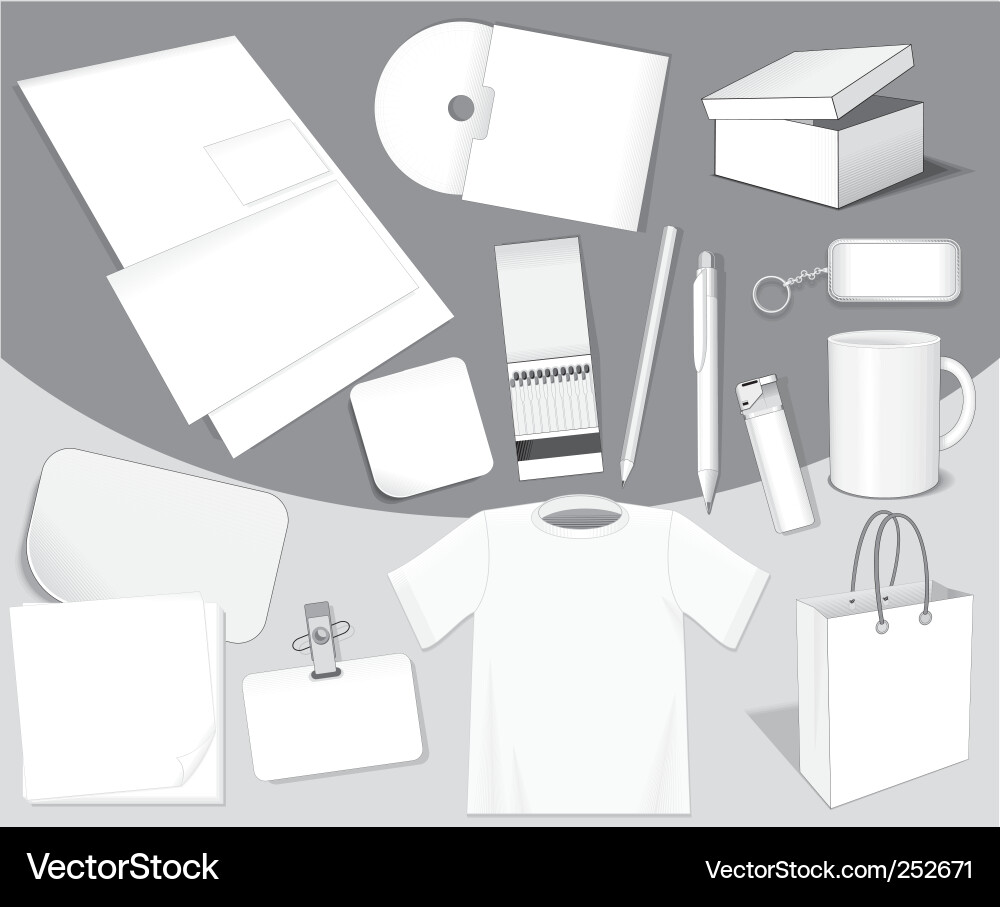 White Blank Objects Collection vector image