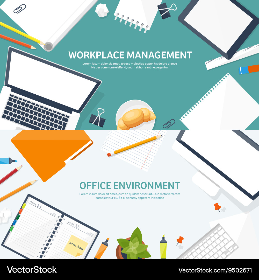 Workplace with table and computer vector image