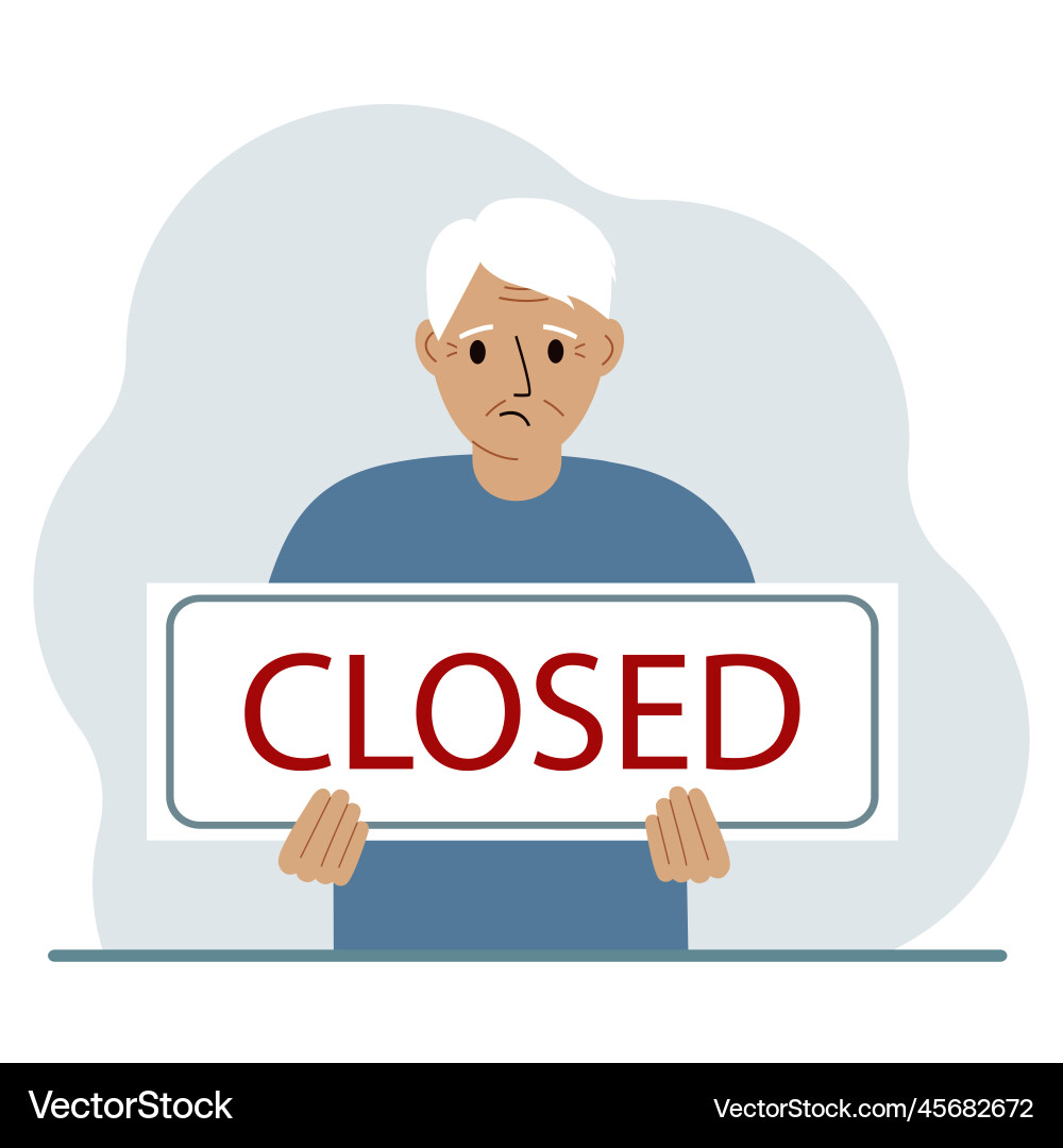 A man holds sign with the text closed in his Vector Image