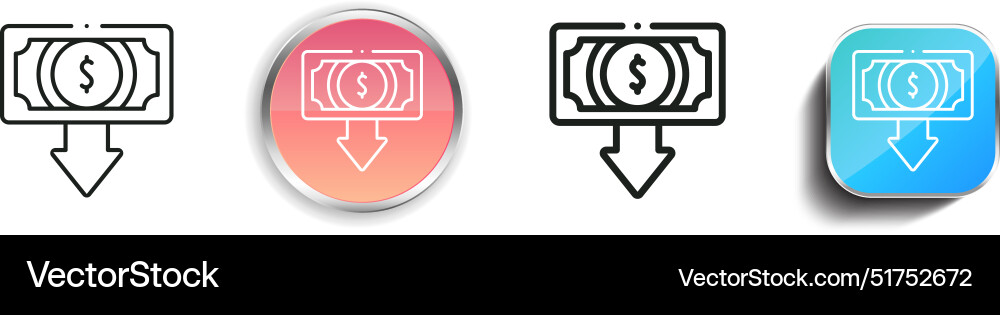 Bankruptcy icon thin linear regular and button Vector Image