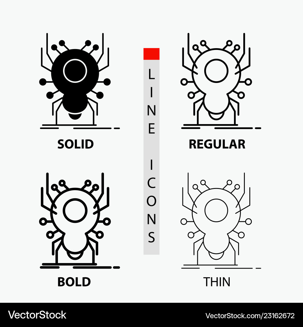Bug insect spider virus app icon in thin regular Bug insect spider virus app icon in thin regular vector image