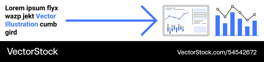 Business data analysis concept with arrow showing Business data analysis concept with arrow showing vector image