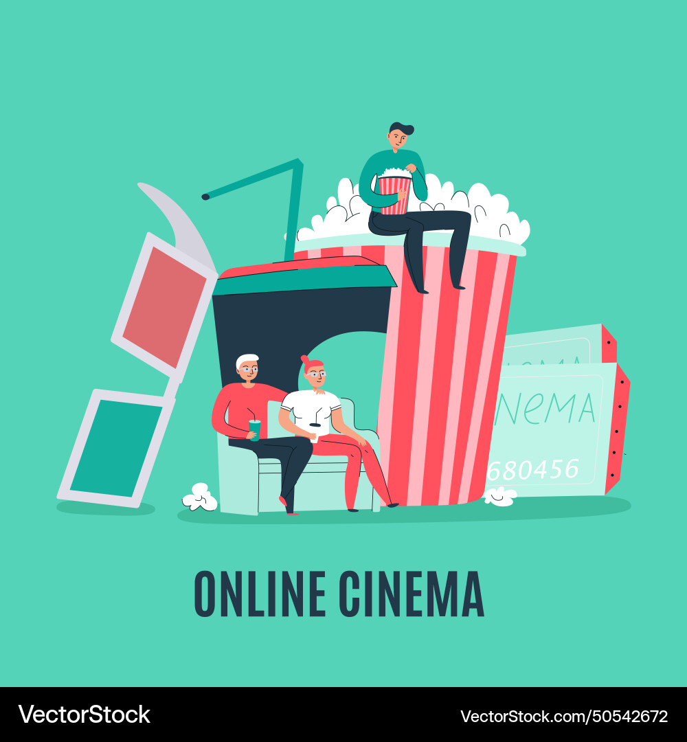 Cinema flat composition Royalty Free Vector Image