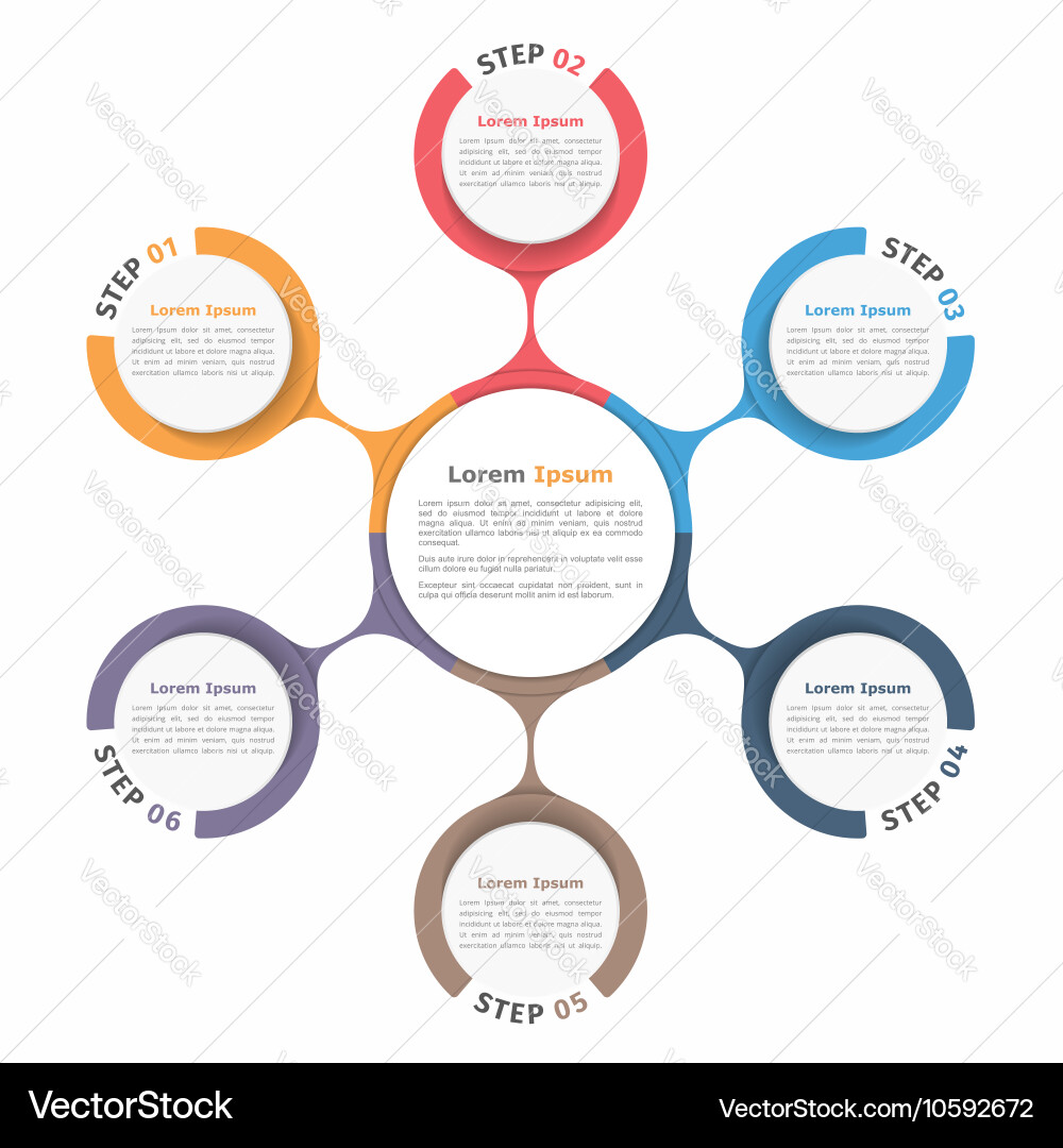 Circle diagram six elements Royalty Free Vector Image