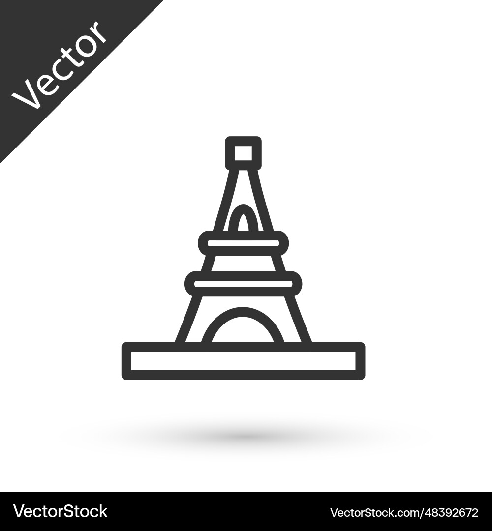 Grey line eiffel tower icon isolated on white Vector Image