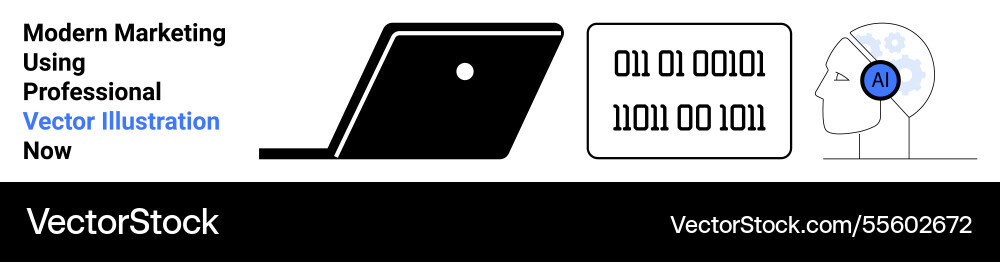 Laptop binary code and ai-enhanced human Laptop binary code and ai-enhanced human vector image