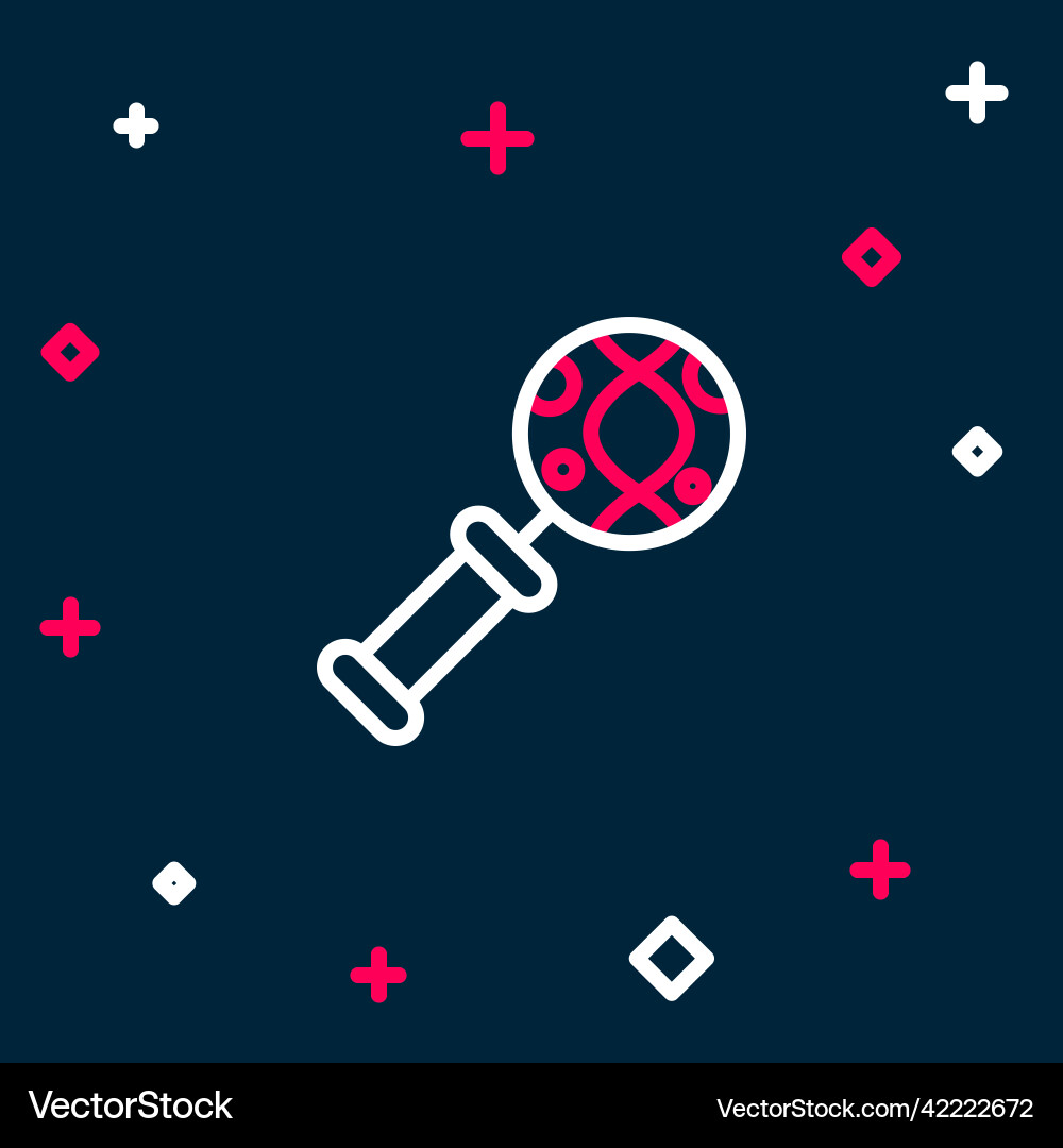 Line dna research search icon isolated on blue Vector Image