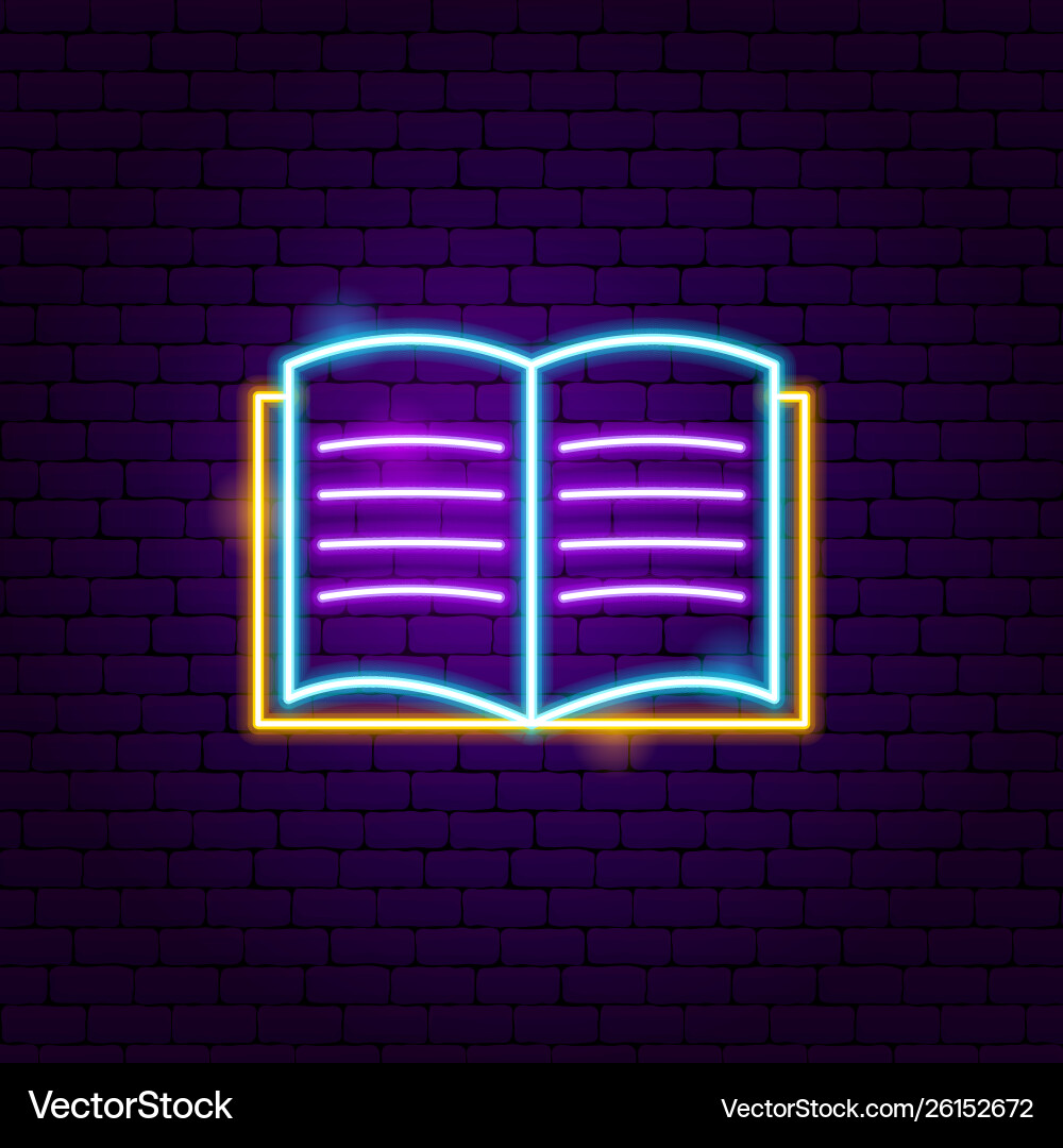 Neon Open Book Label Vektorbild