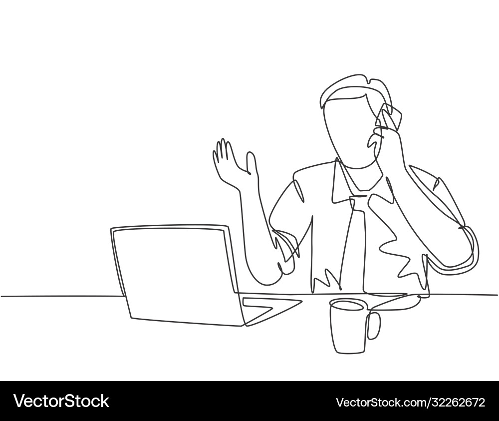 Office work load concept one continuous line Vector Image