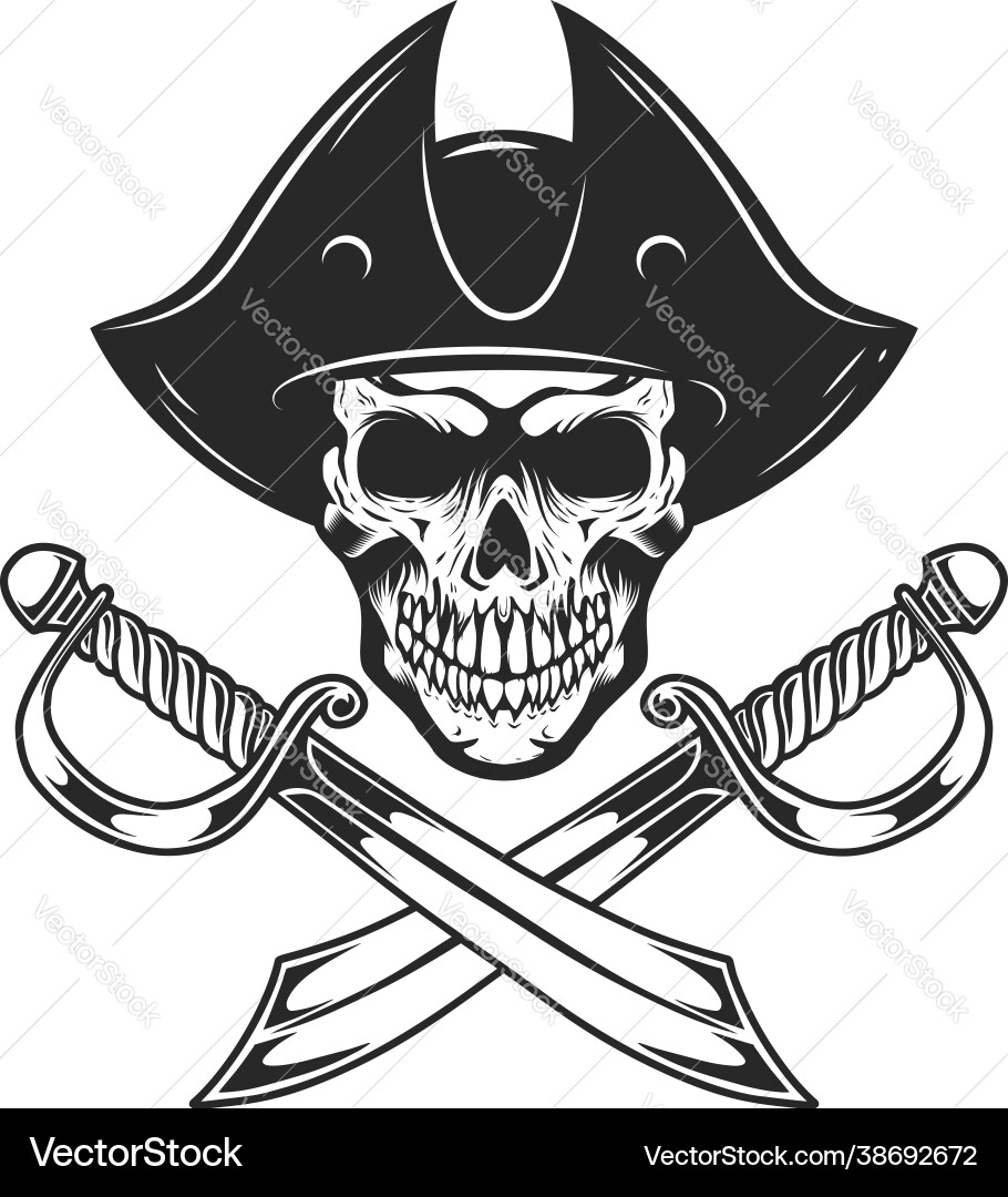Pirate Skull with Crossed Sabers vector image