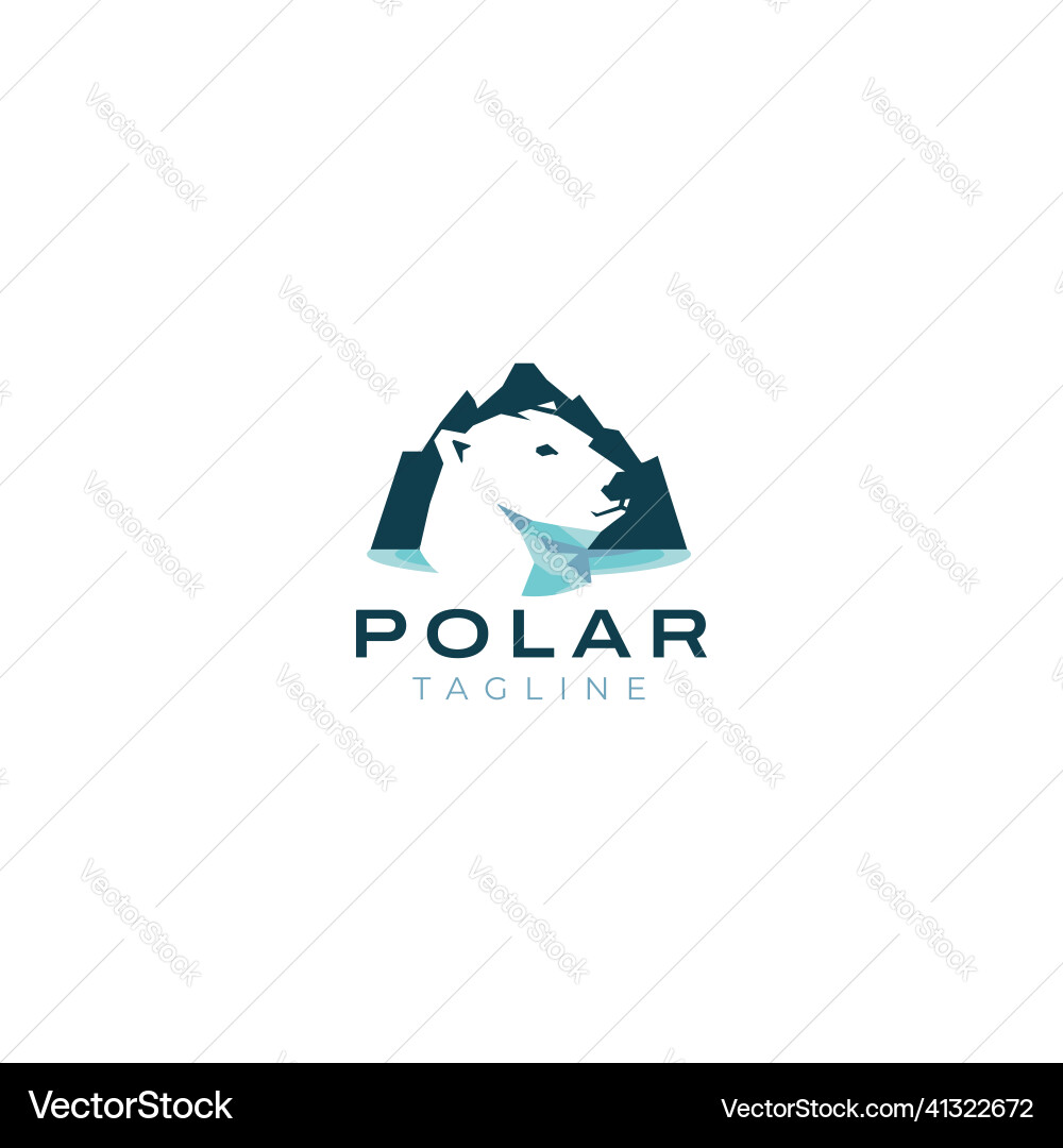 Polar bear head logo design template vector image