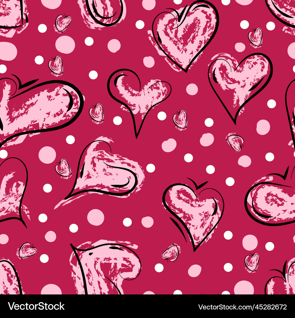 Seamless repeat pattern of hearts Vector Image