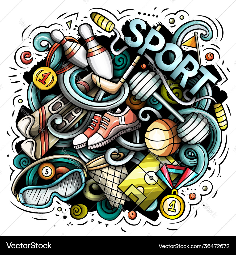 Sport Cartoon doodle lustige Kunst Sport Cartoon doodle lustige Kunst vektorbild