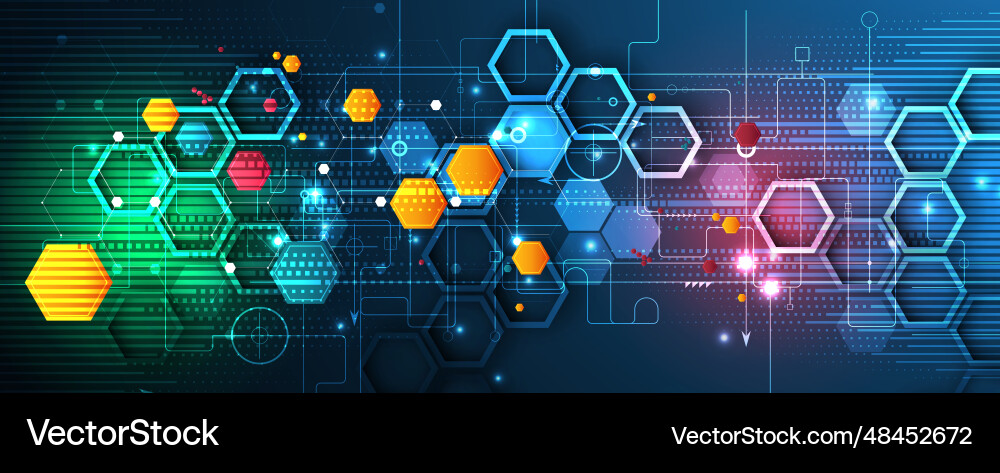 Technology banner design with hexagons abstract Technology banner design with hexagons abstract vector image