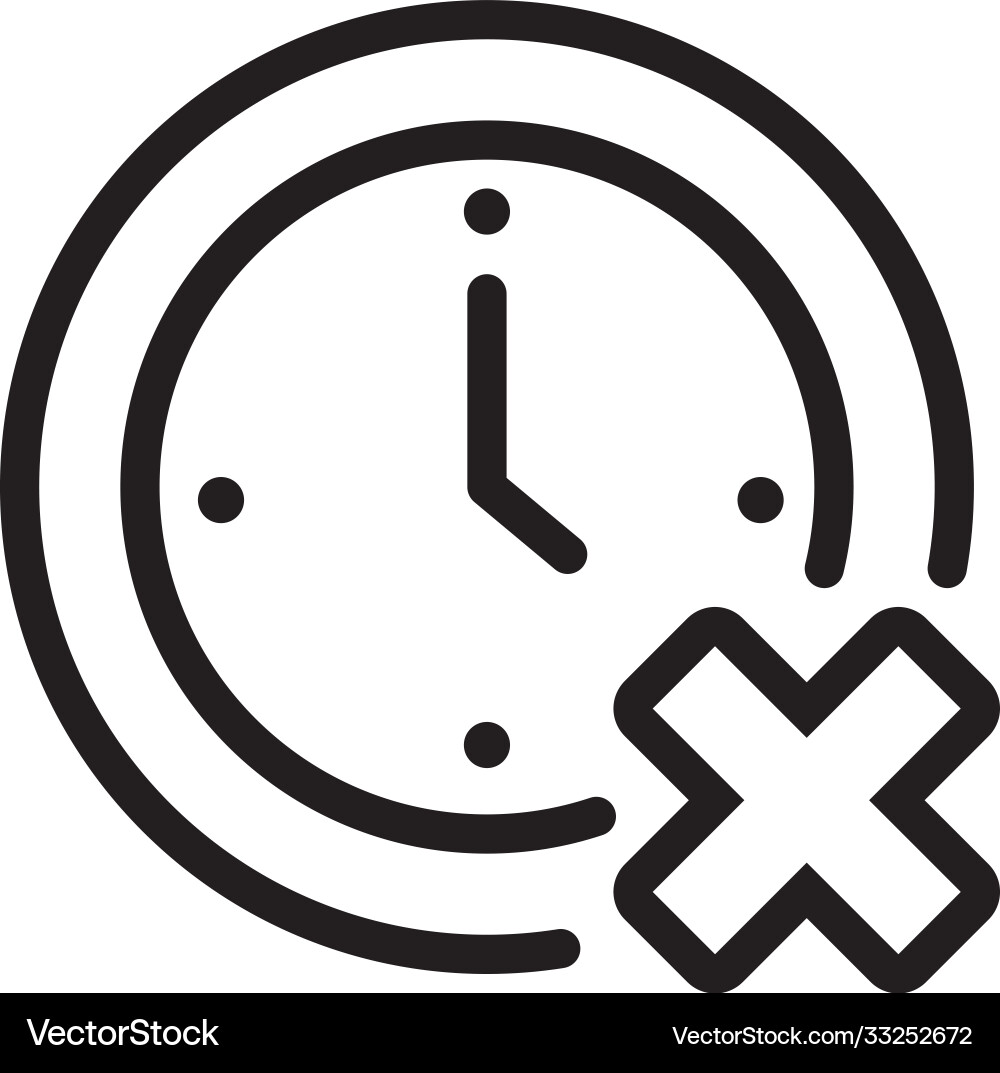 Time clock with x line style icon vector image