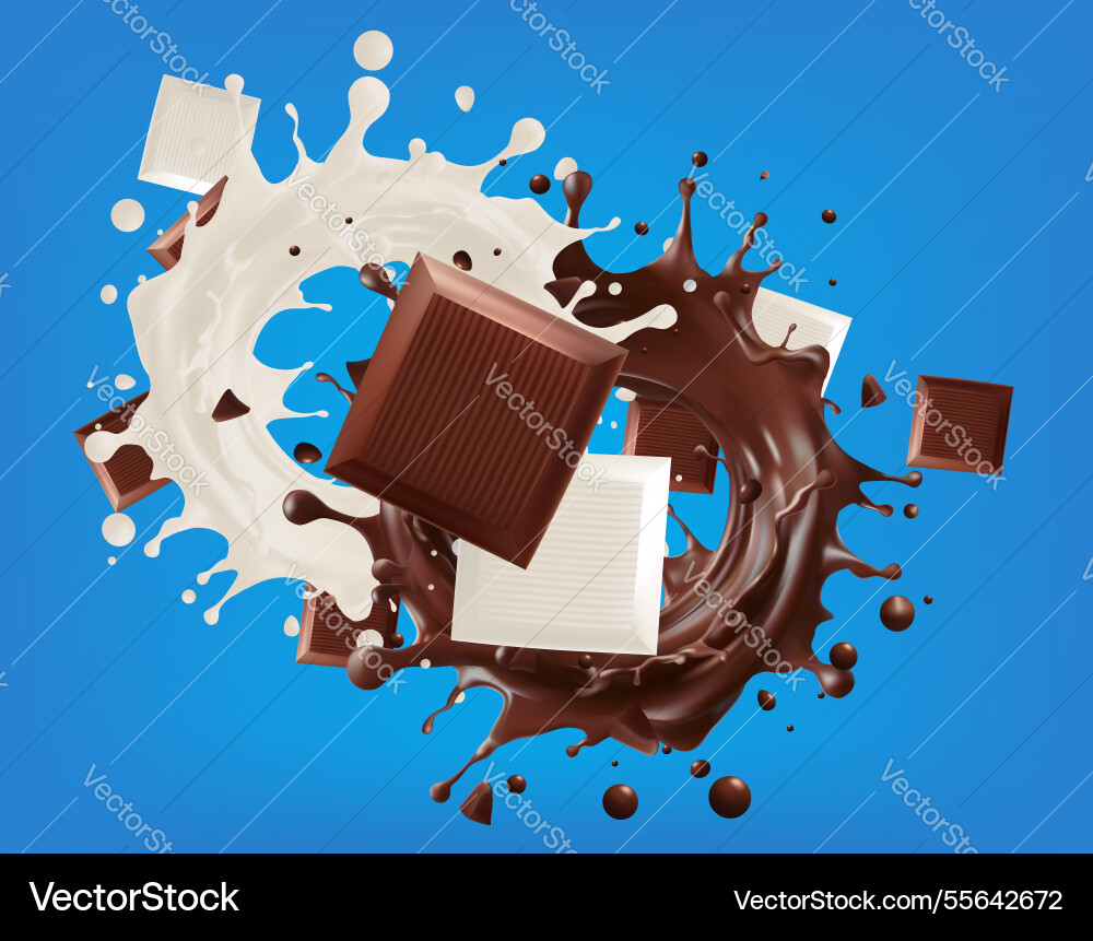 Top view chocolate splashing with background vector image